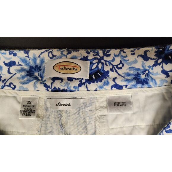Talbots Stretch Vintage 90’s Floral Blue & White Capri Pants Size 12 - Picture 7 of 9